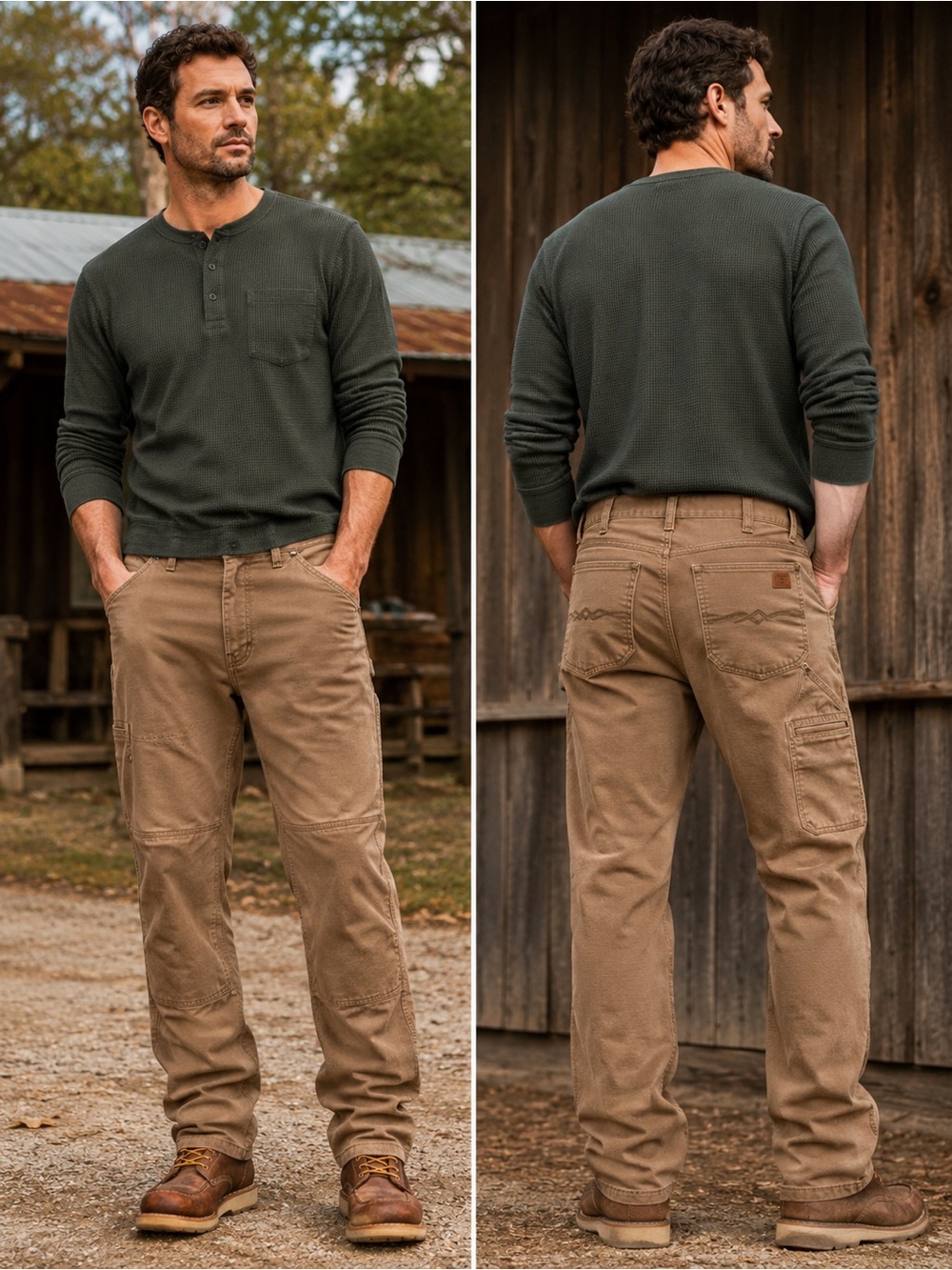 RedHead Ranch Khaki Pants Men 35x32 Brown Utility Workwear Stretch (run smaller)